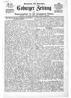Coburger Zeitung Samstag 15. September 1866