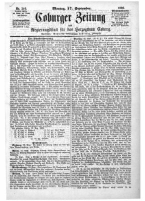 Coburger Zeitung Montag 17. September 1866