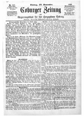 Coburger Zeitung Dienstag 18. September 1866