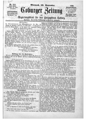 Coburger Zeitung Mittwoch 19. September 1866