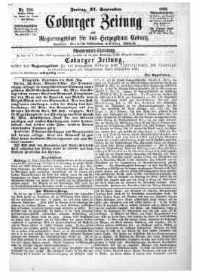 Coburger Zeitung Freitag 21. September 1866