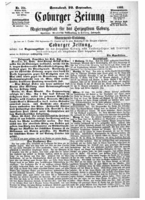 Coburger Zeitung Samstag 22. September 1866