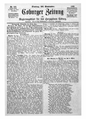 Coburger Zeitung Dienstag 25. September 1866