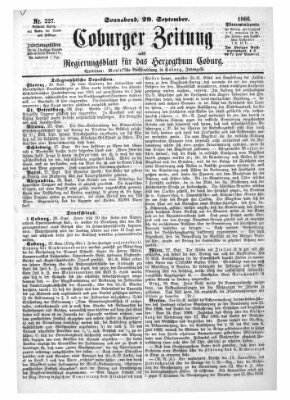 Coburger Zeitung Samstag 29. September 1866