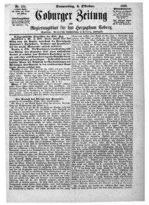 Coburger Zeitung Donnerstag 4. Oktober 1866