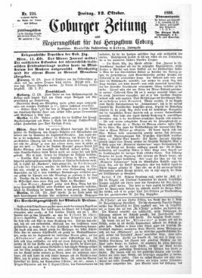 Coburger Zeitung Freitag 12. Oktober 1866