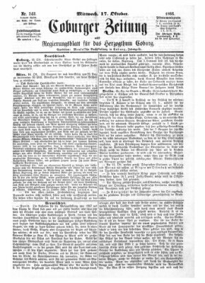 Coburger Zeitung Mittwoch 17. Oktober 1866