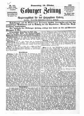 Coburger Zeitung Donnerstag 18. Oktober 1866