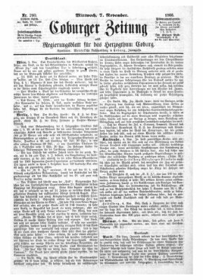 Coburger Zeitung Mittwoch 7. November 1866