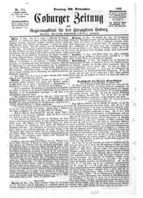 Coburger Zeitung Dienstag 20. November 1866