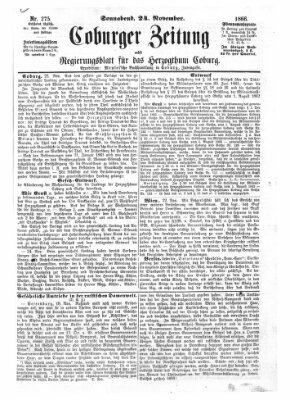 Coburger Zeitung Samstag 24. November 1866