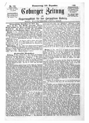 Coburger Zeitung Donnerstag 13. Dezember 1866