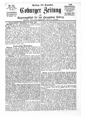 Coburger Zeitung Freitag 14. Dezember 1866