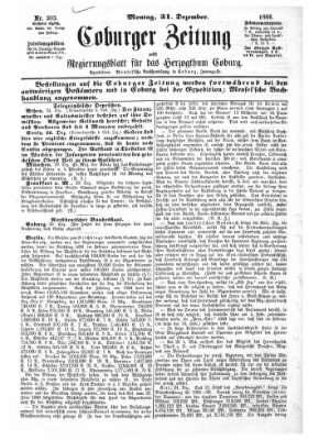 Coburger Zeitung Montag 31. Dezember 1866