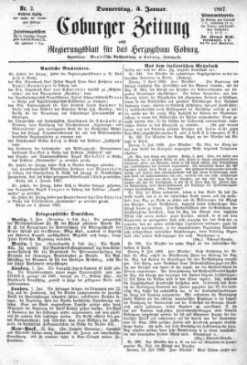 Coburger Zeitung Donnerstag 3. Januar 1867