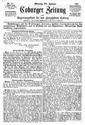 Coburger Zeitung Montag 21. Januar 1867