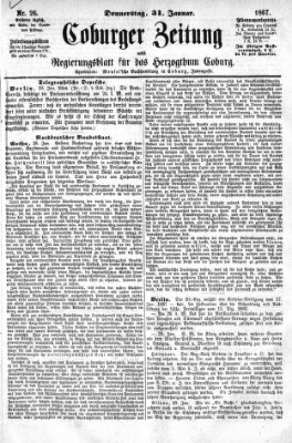 Coburger Zeitung Donnerstag 31. Januar 1867