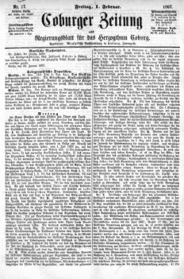 Coburger Zeitung Freitag 1. Februar 1867