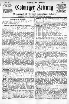 Coburger Zeitung Freitag 15. Februar 1867