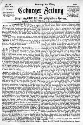 Coburger Zeitung Dienstag 12. März 1867