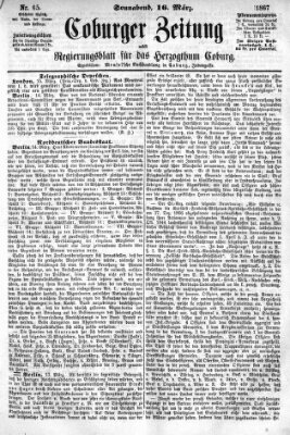 Coburger Zeitung Samstag 16. März 1867