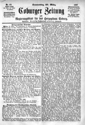 Coburger Zeitung Donnerstag 21. März 1867