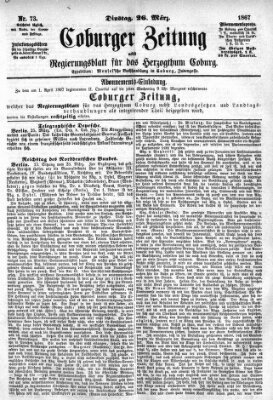 Coburger Zeitung Dienstag 26. März 1867