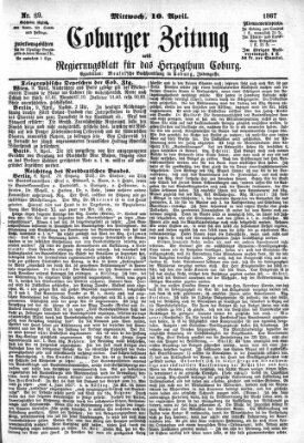 Coburger Zeitung Mittwoch 10. April 1867