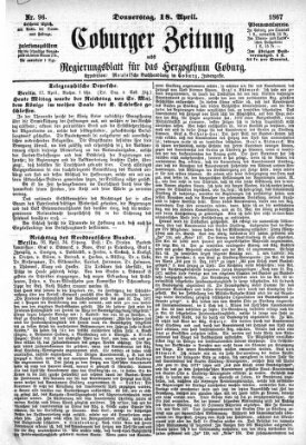 Coburger Zeitung Donnerstag 18. April 1867