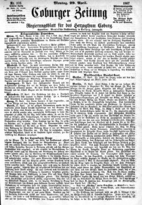 Coburger Zeitung Montag 29. April 1867