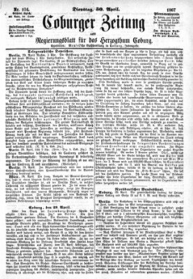 Coburger Zeitung Dienstag 30. April 1867