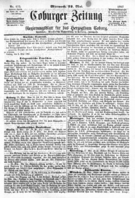 Coburger Zeitung Mittwoch 22. Mai 1867