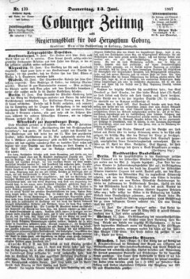 Coburger Zeitung Donnerstag 13. Juni 1867