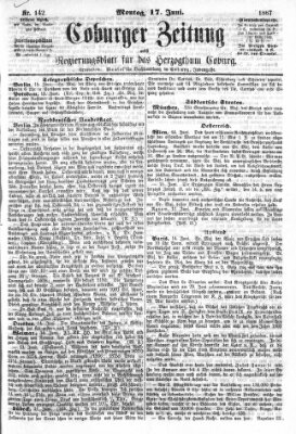 Coburger Zeitung Montag 17. Juni 1867