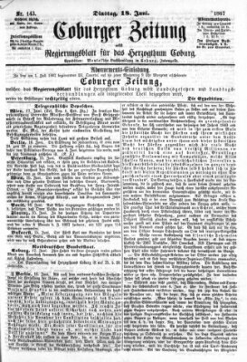 Coburger Zeitung Dienstag 18. Juni 1867