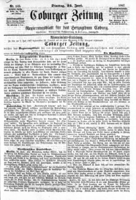 Coburger Zeitung Dienstag 25. Juni 1867