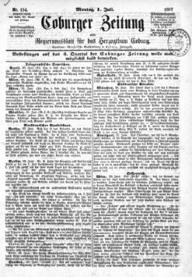 Coburger Zeitung Montag 1. Juli 1867