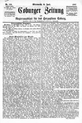 Coburger Zeitung Mittwoch 3. Juli 1867