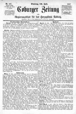 Coburger Zeitung Dienstag 16. Juli 1867