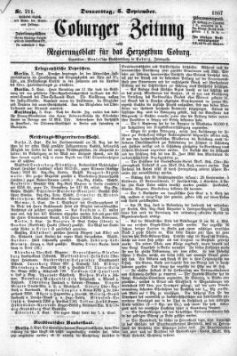 Coburger Zeitung Donnerstag 5. September 1867