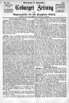 Coburger Zeitung Samstag 7. September 1867