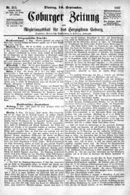 Coburger Zeitung Dienstag 10. September 1867