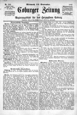 Coburger Zeitung Mittwoch 11. September 1867