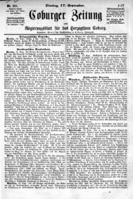 Coburger Zeitung Dienstag 17. September 1867