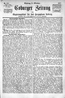 Coburger Zeitung Dienstag 1. Oktober 1867