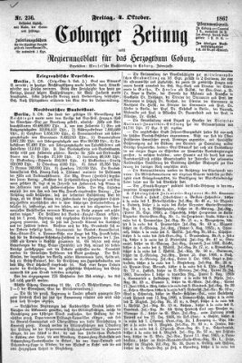 Coburger Zeitung Freitag 4. Oktober 1867