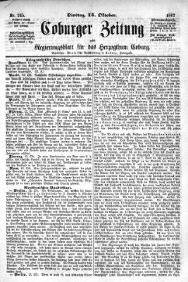 Coburger Zeitung Dienstag 15. Oktober 1867