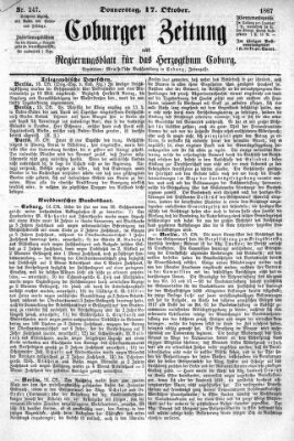 Coburger Zeitung Donnerstag 17. Oktober 1867