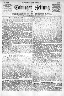 Coburger Zeitung Samstag 19. Oktober 1867