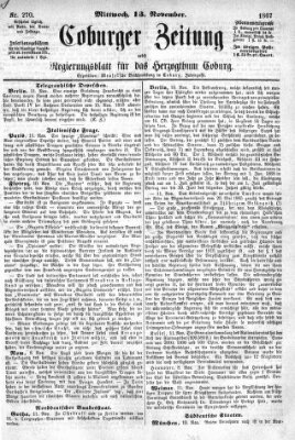 Coburger Zeitung Mittwoch 13. November 1867